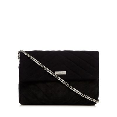 Black suede quilted cross body bag